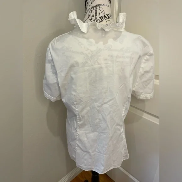 Lafayette 1448 New York off White Ruffle Short Sleeved Blouse size 12 - Picture 4 of 11